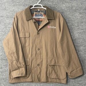 Dunbrooke Upstream Barnstorm Chore Jacket Mens L Tan Plaid Lined Corduroy Collar